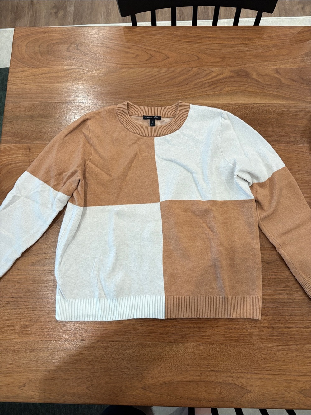 41 Hawthorn Tan and Cream Colorblock Crewneck Sweater